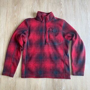 The North Face Red & Black Plaid Quarter-Zip Fleece Pullover